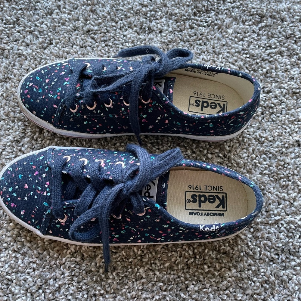 Keds confetti navy sneakers, barely worn.